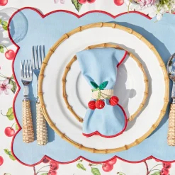 Blue With Red Scallop Napkins (Set Of 4)|Mrs. Alice Best