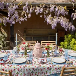 Blue With Red Scallop Placemats & Napkins (Set Of 4)|Mrs. Alice Discount