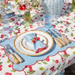Blue With Red Scallop Placemat (Set Of 4)|Mrs. Alice New