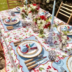 Blue With Red Scallop Placemat (Set Of 4)|Mrs. Alice New