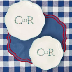 Camilla Blue & Red Linen Placemats (Set Of 4)|Mrs. Alice Best