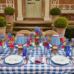 Camilla Blue & Red Linen Placemats (Set Of 4)|Mrs. Alice Best