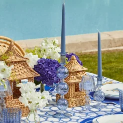 Camille Azure Candle Holder (Pair)|Mrs. Alice Clearance