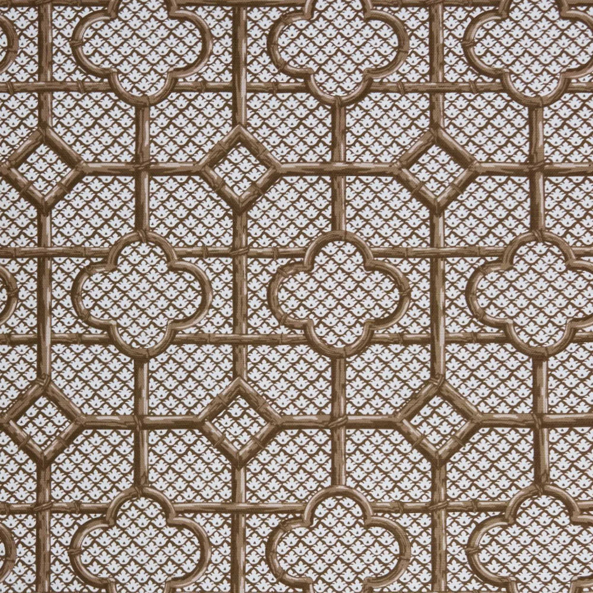 Chestnut Brown Bamboo Trellis Fabric|Mrs. Alice New