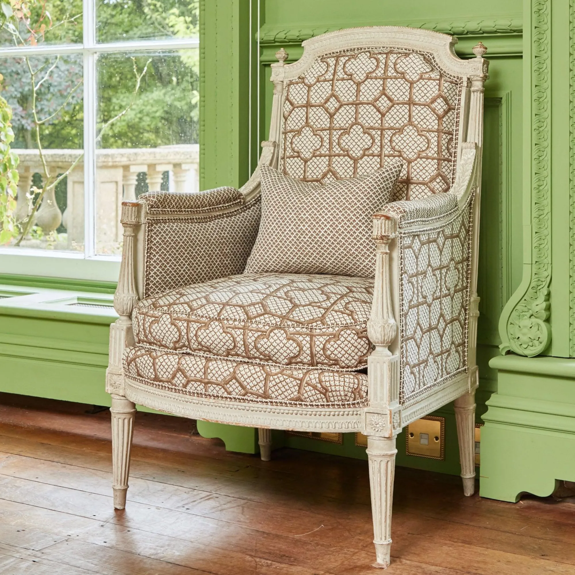 Chestnut Brown Bamboo Trellis Fabric|Mrs. Alice New