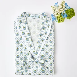 Children's Blue Bouquet Dressing Gown|Mrs. Alice Clearance
