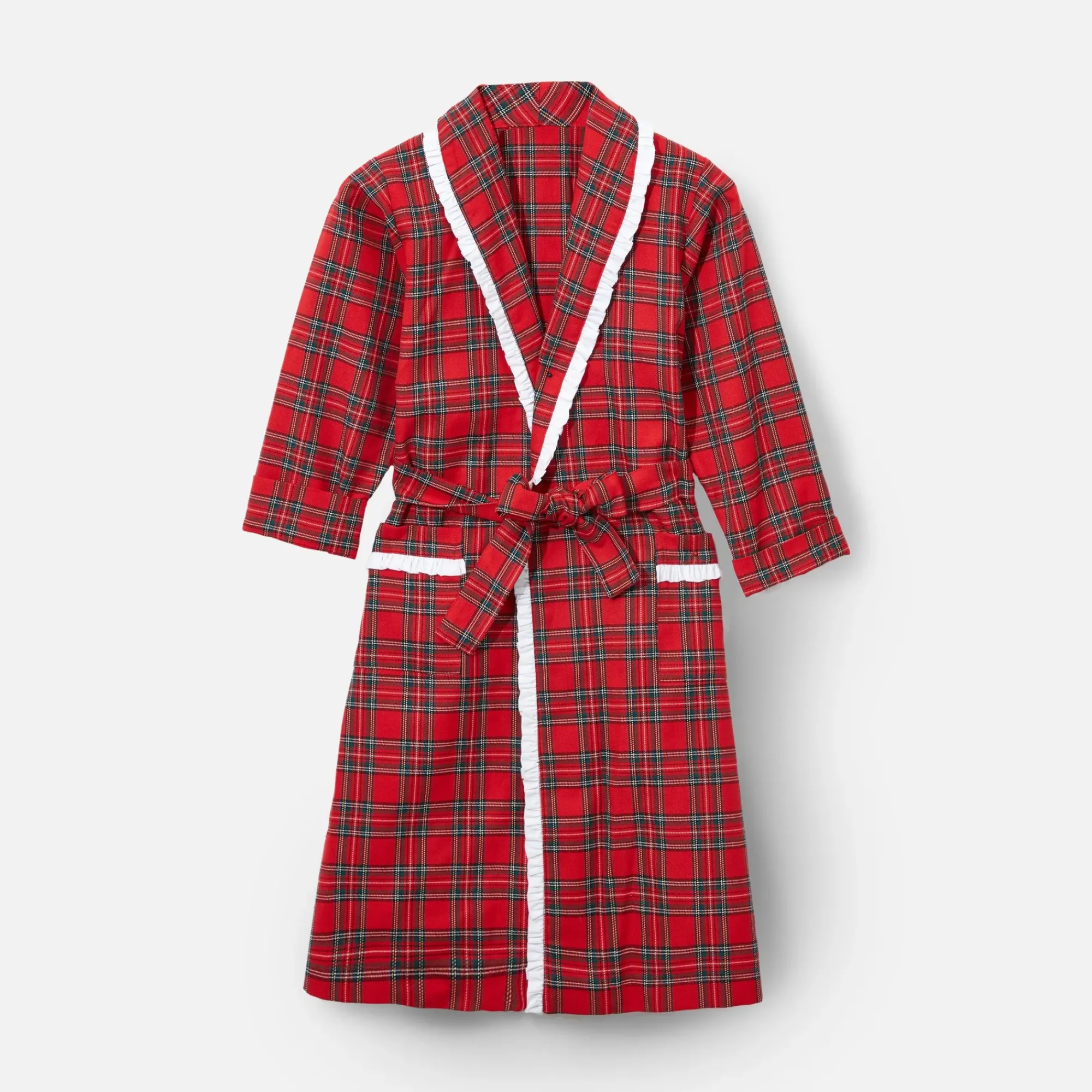 Children's Red Tartan Frilled Dressing Gown|Mrs. Alice Discount