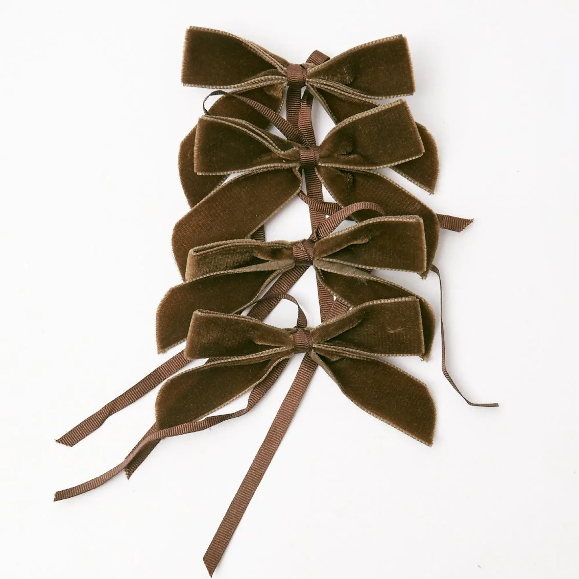 Chocolate Velvet Mini Bows (Set Of 4)|Mrs. Alice Online