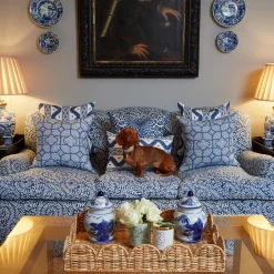 Cobalt Blue Bamboo Trellis Fabric|Mrs. Alice Online