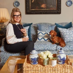 Cobalt Blue Ikat Stripe Fabric|Mrs. Alice Clearance