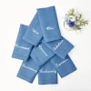 Compliment Blue Linen Napkins (Set Of 8)|Mrs. Alice Hot