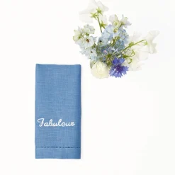 Compliment Blue Linen Napkins (Set Of 8)|Mrs. Alice Hot