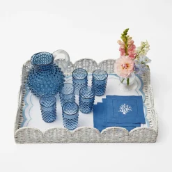 Coral Blue Linen Cocktail Napkins (Set Of 4)|Mrs. Alice Outlet