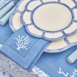 Coral Blue Linen Placemats (Set Of 4)|Mrs. Alice Clearance