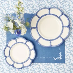 Coral Blue Linen Placemats & Napkins (Set Of 4)|Mrs. Alice New