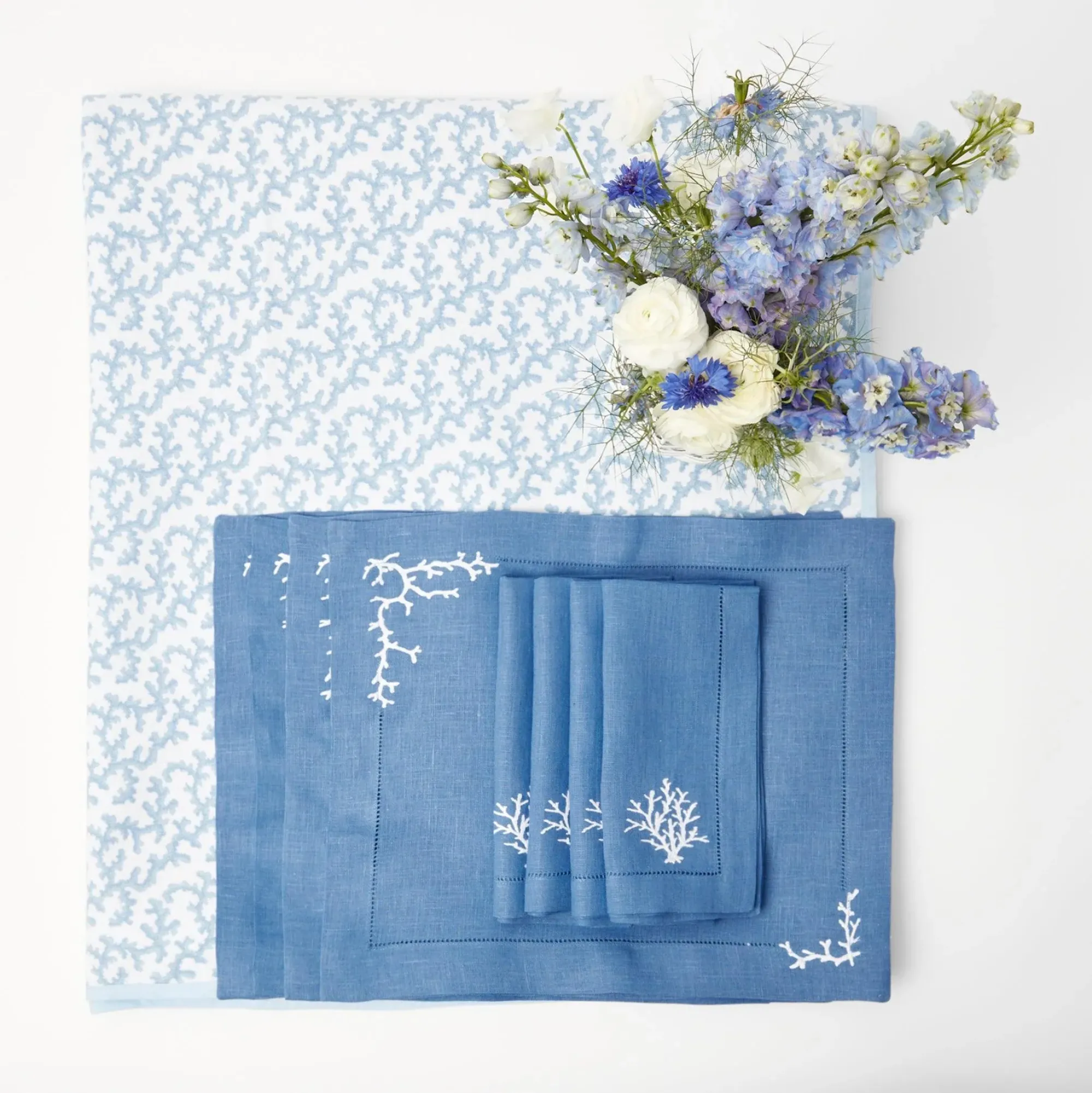 Coral Blue Linen Set|Mrs. Alice