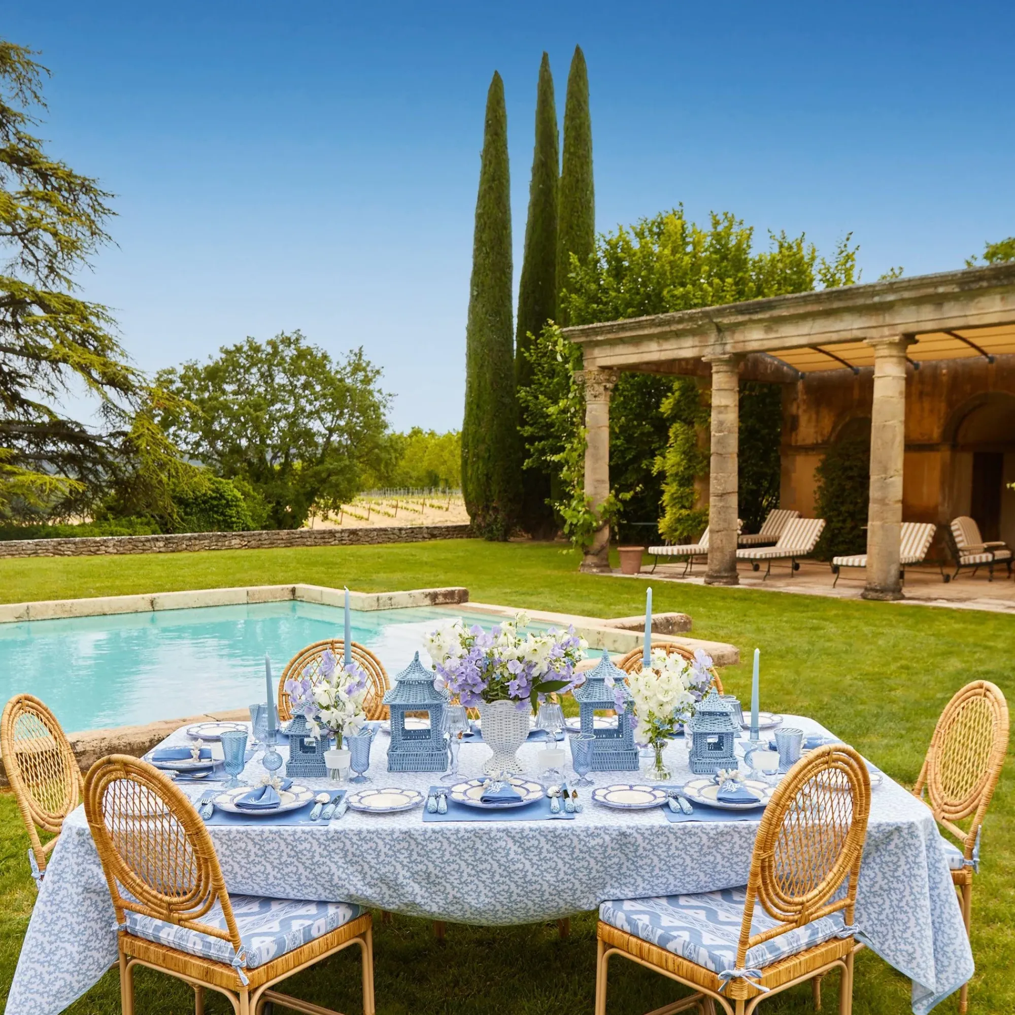 Coral Blue Linen Set|Mrs. Alice