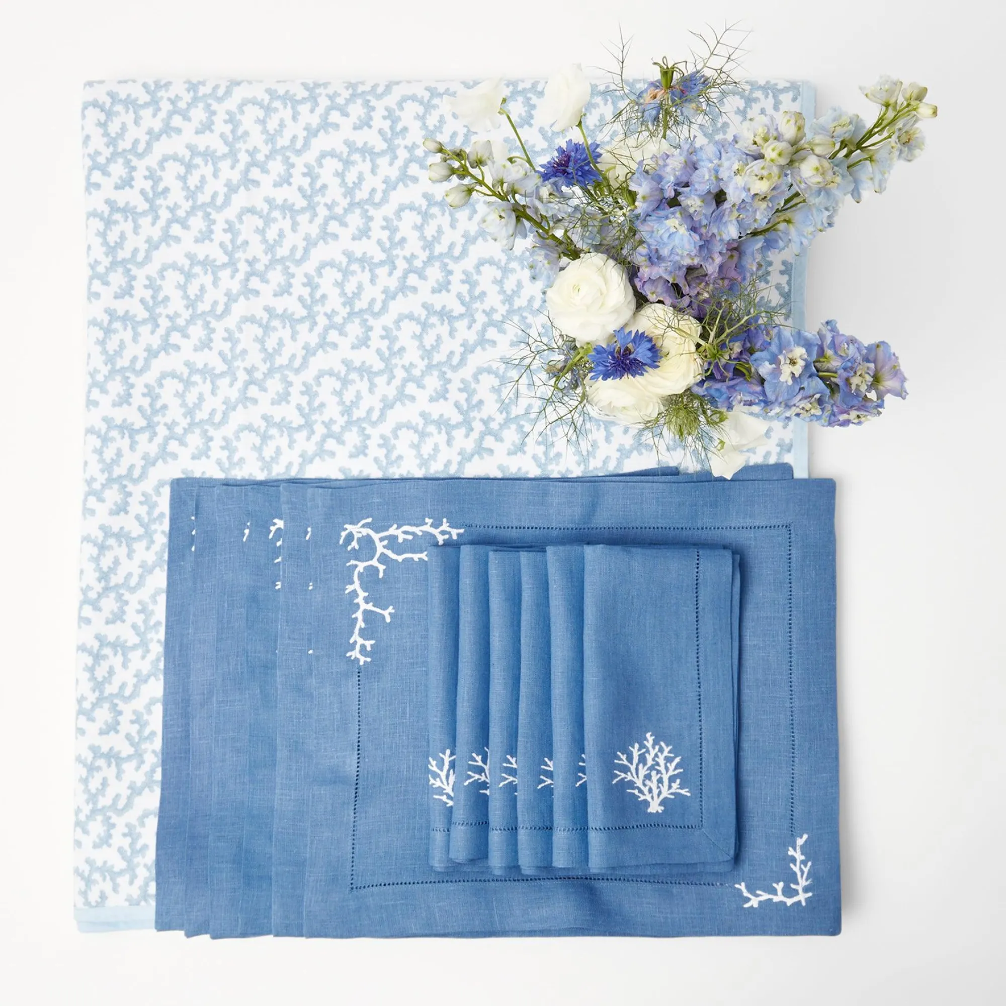 Coral Blue Linen Set|Mrs. Alice