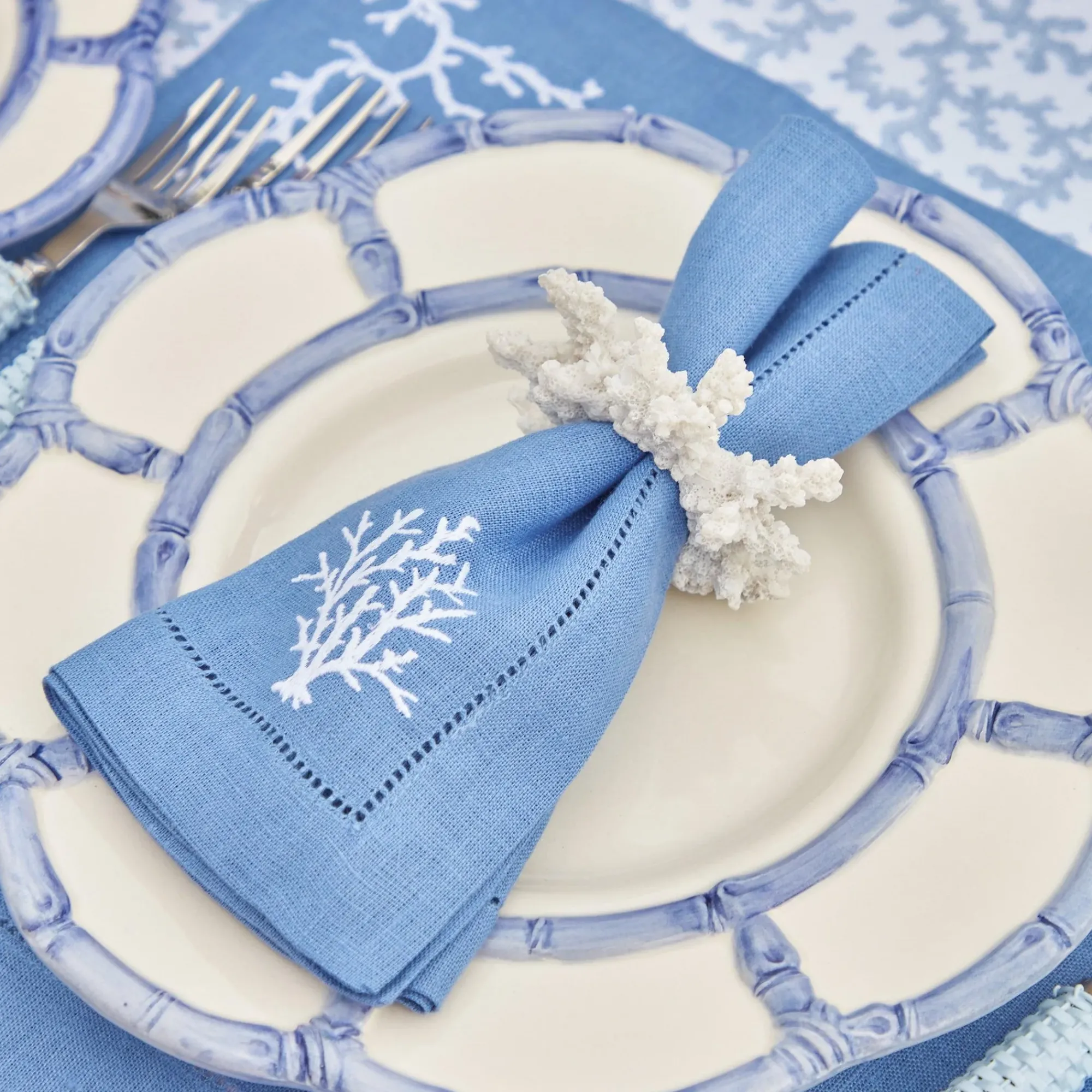 Coral Blue Linen Set|Mrs. Alice