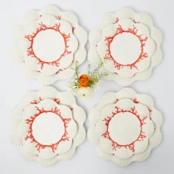 Coral Dinner & Starter Plates (Set Of 8)|Mrs. Alice Online