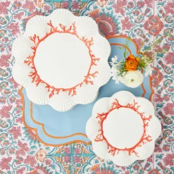 Coral Dinner & Starter Plates (Set Of 8)|Mrs. Alice