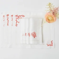 Coral Linen Placemats (Set Of 4)|Mrs. Alice