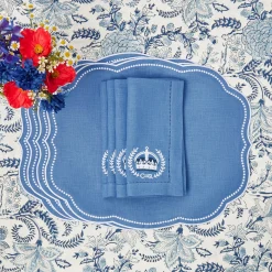 Coronation Blue Linen Napkins (Set Of 4)|Mrs. Alice Outlet
