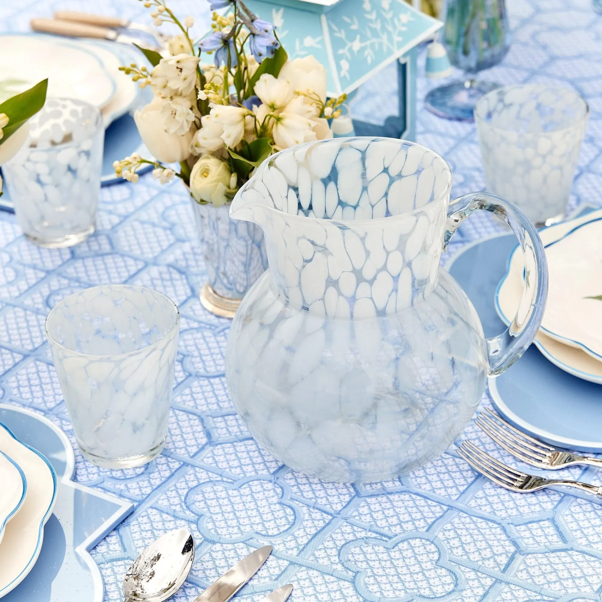 Dappled White Glasses & Jug Set|Mrs. Alice Best