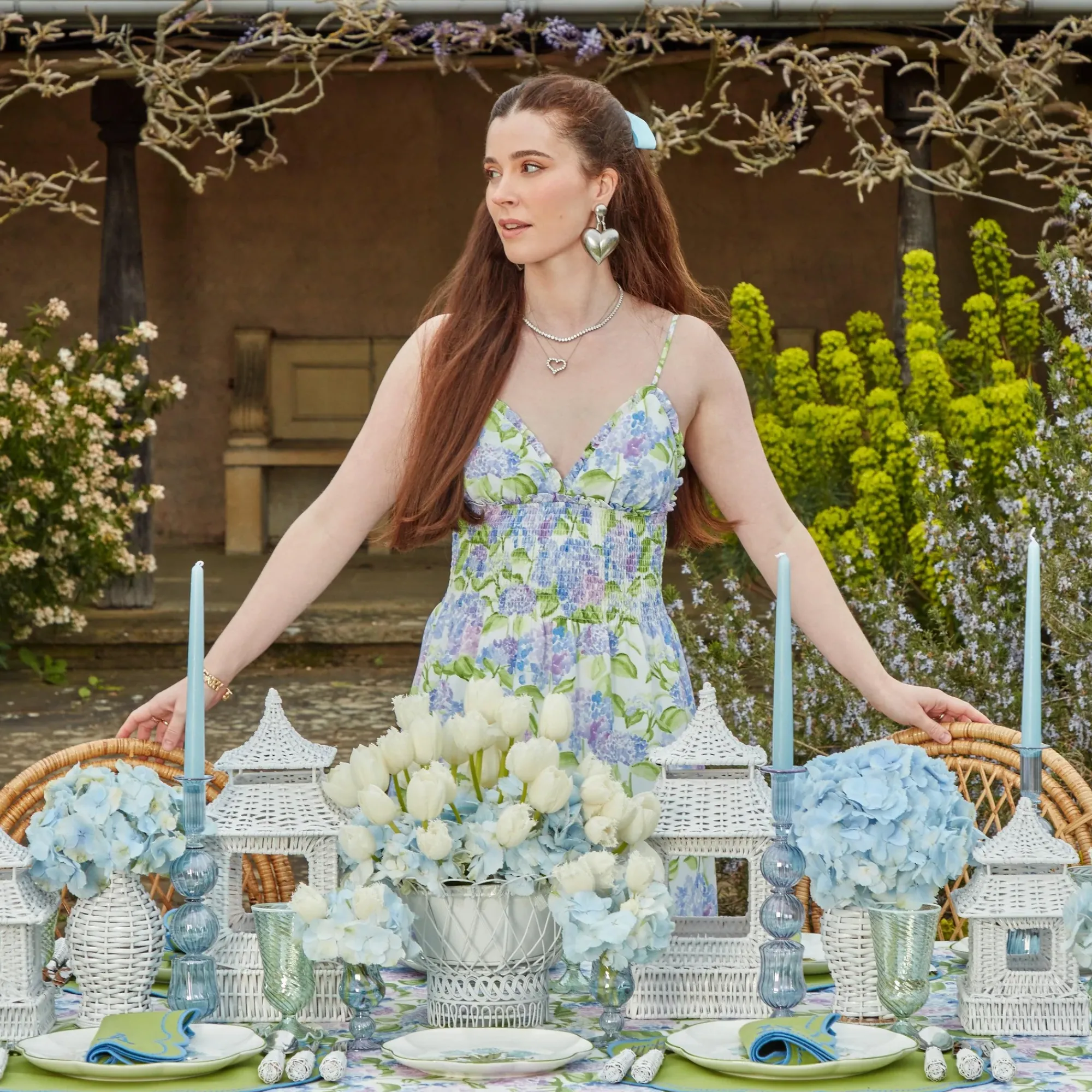 Delphine Blue Candle Holders (Pair)|Mrs. Alice Discount