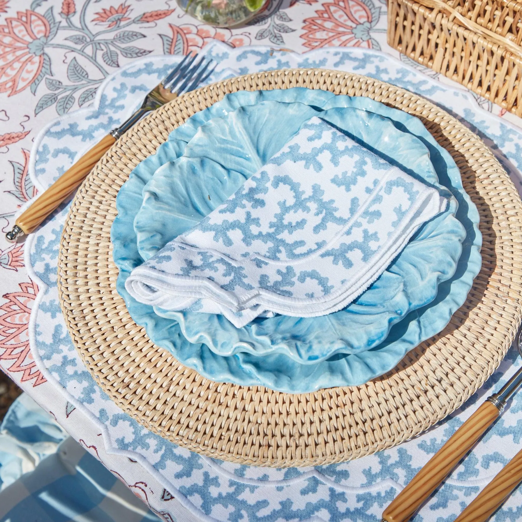 Edie Blue Coral Napkins (Set Of 4)|Mrs. Alice Outlet