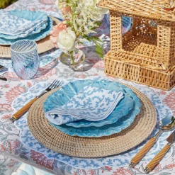 Edie Blue Coral Placemats & Napkins (Set Of 4)|Mrs. Alice Online