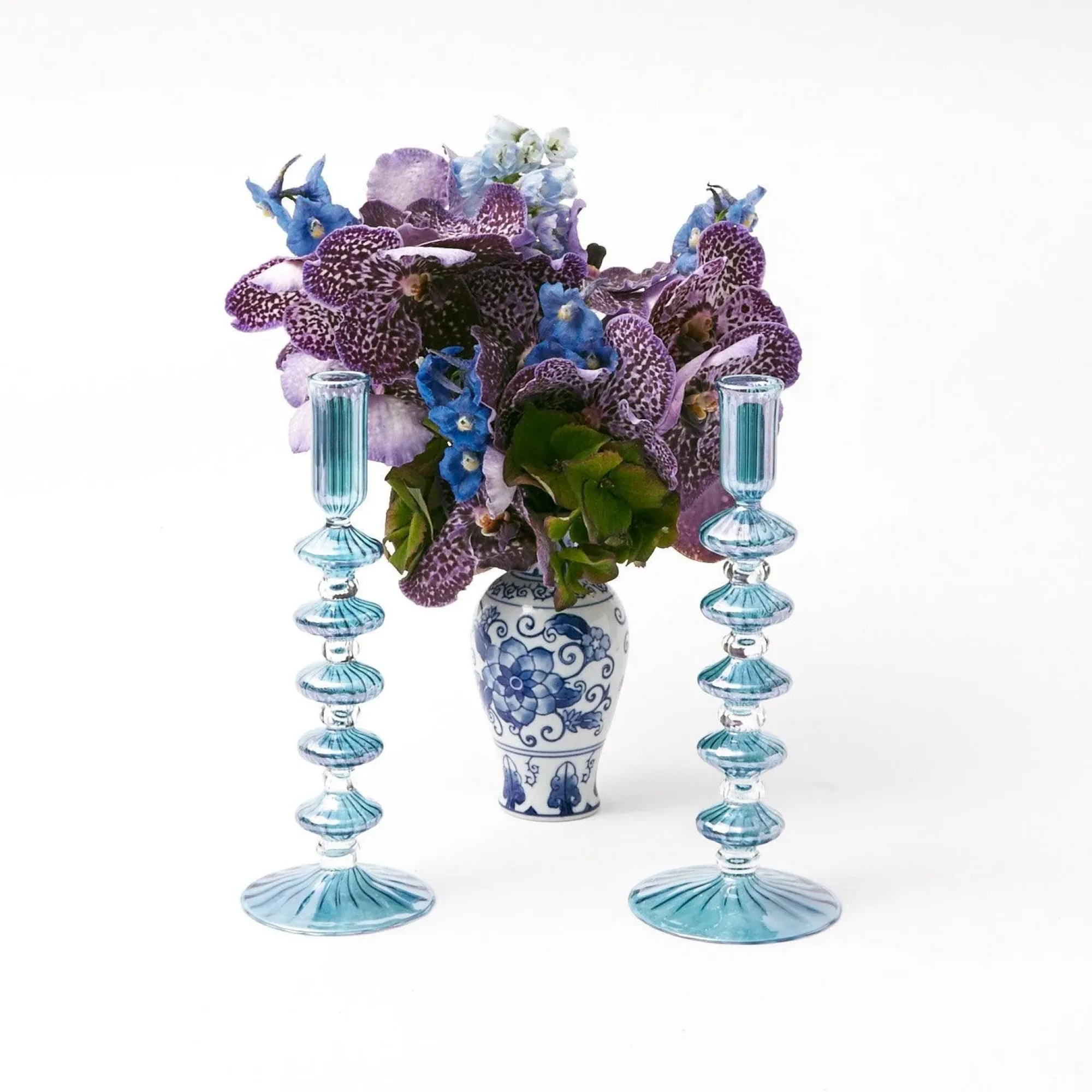 Elodie Blue Candle Holders (Pair)|Mrs. Alice
