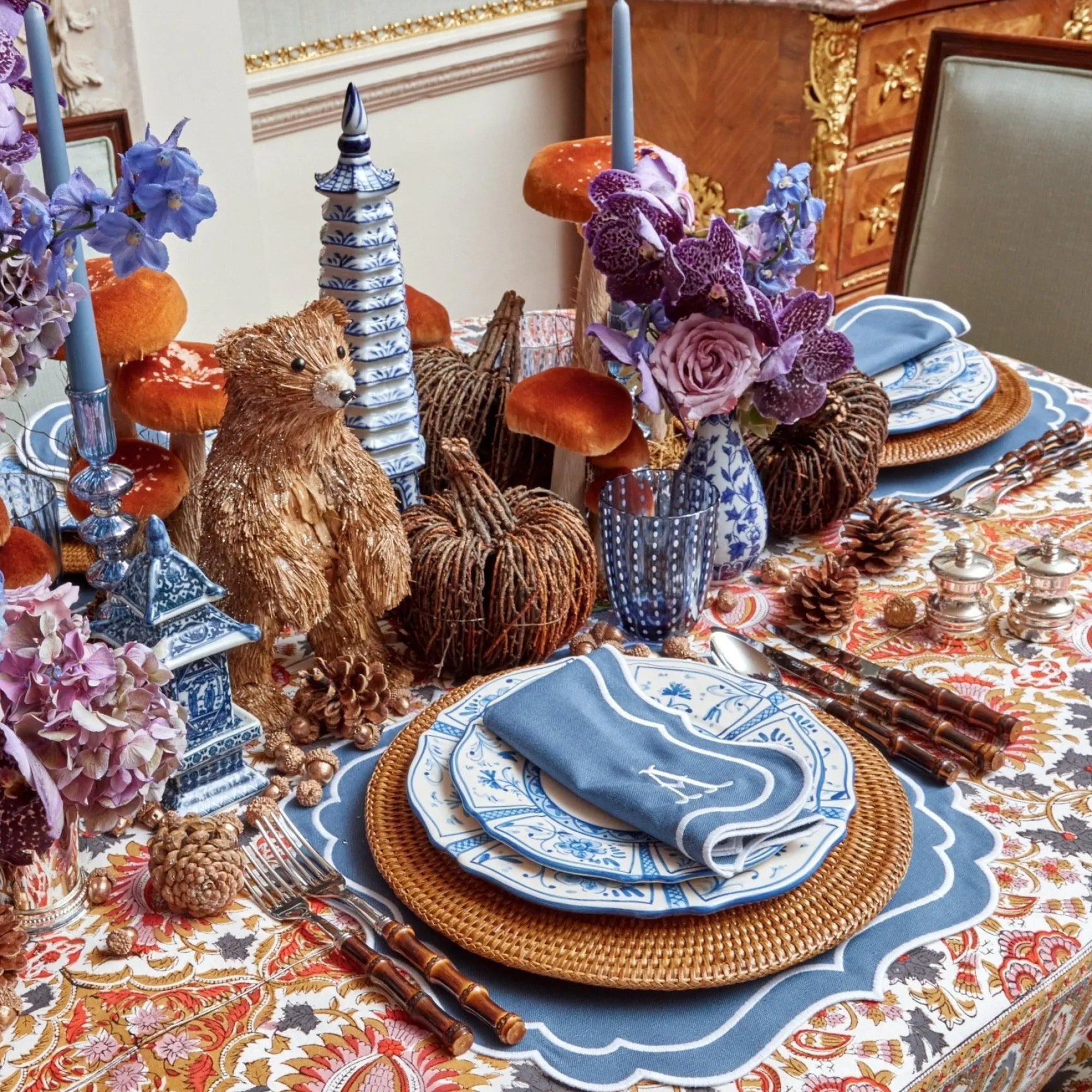 Elodie Blue Candle Holders (Pair)|Mrs. Alice