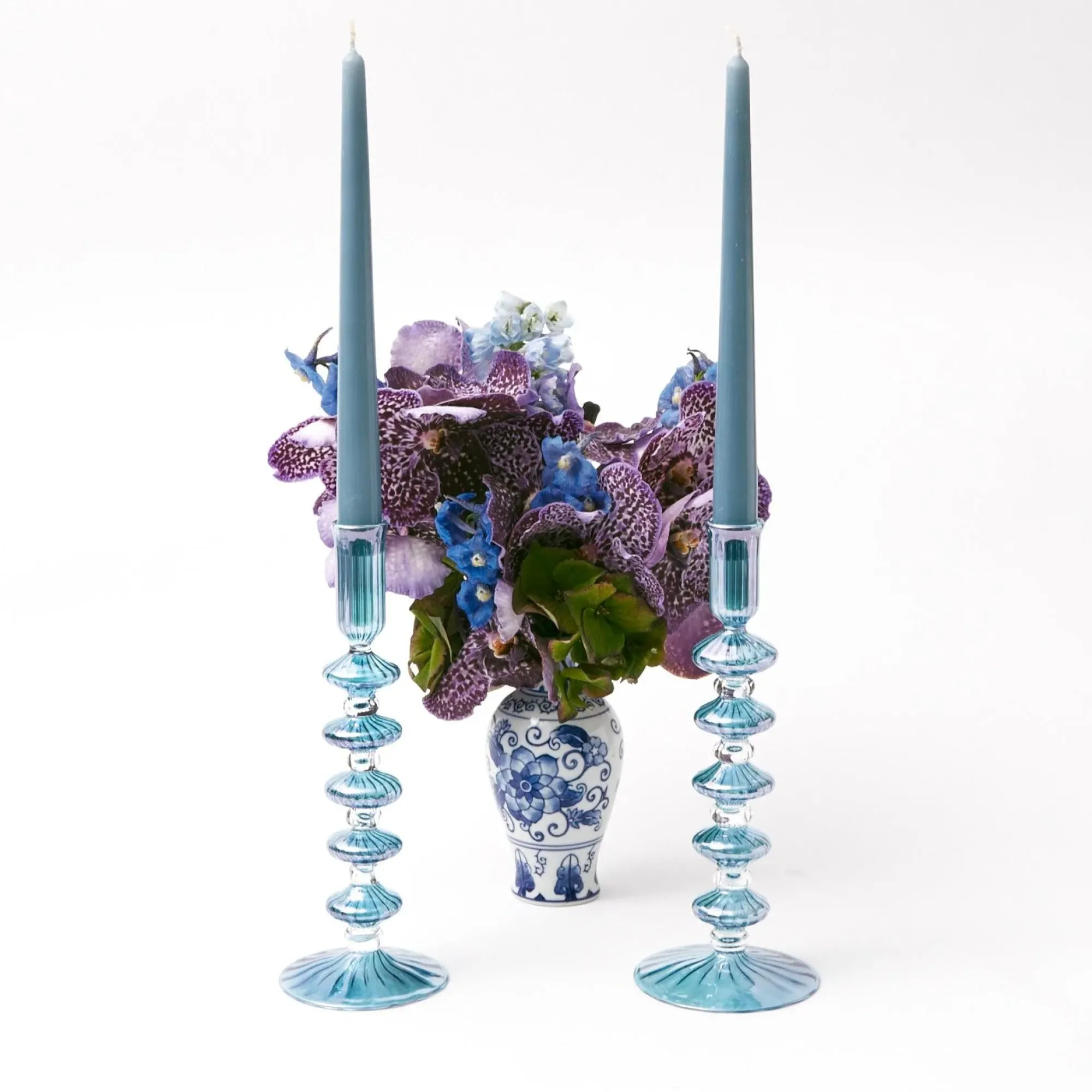 Elodie Blue Candle Holders (Pair)|Mrs. Alice