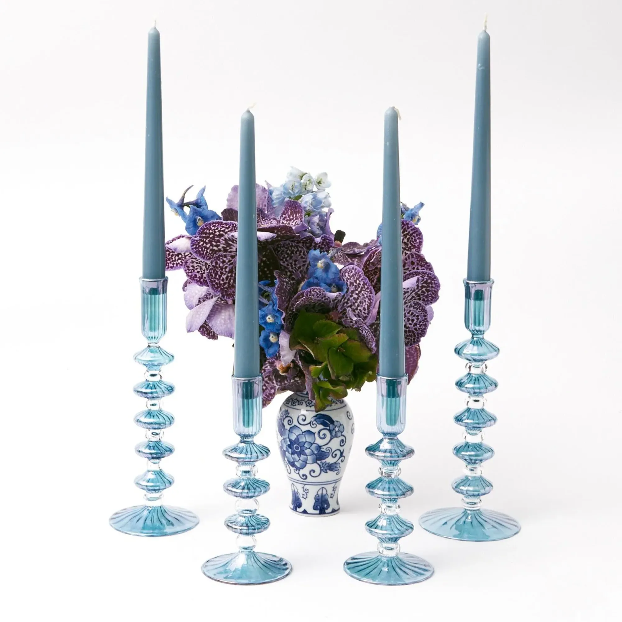 Elodie Blue Candle Holders (Pair)|Mrs. Alice