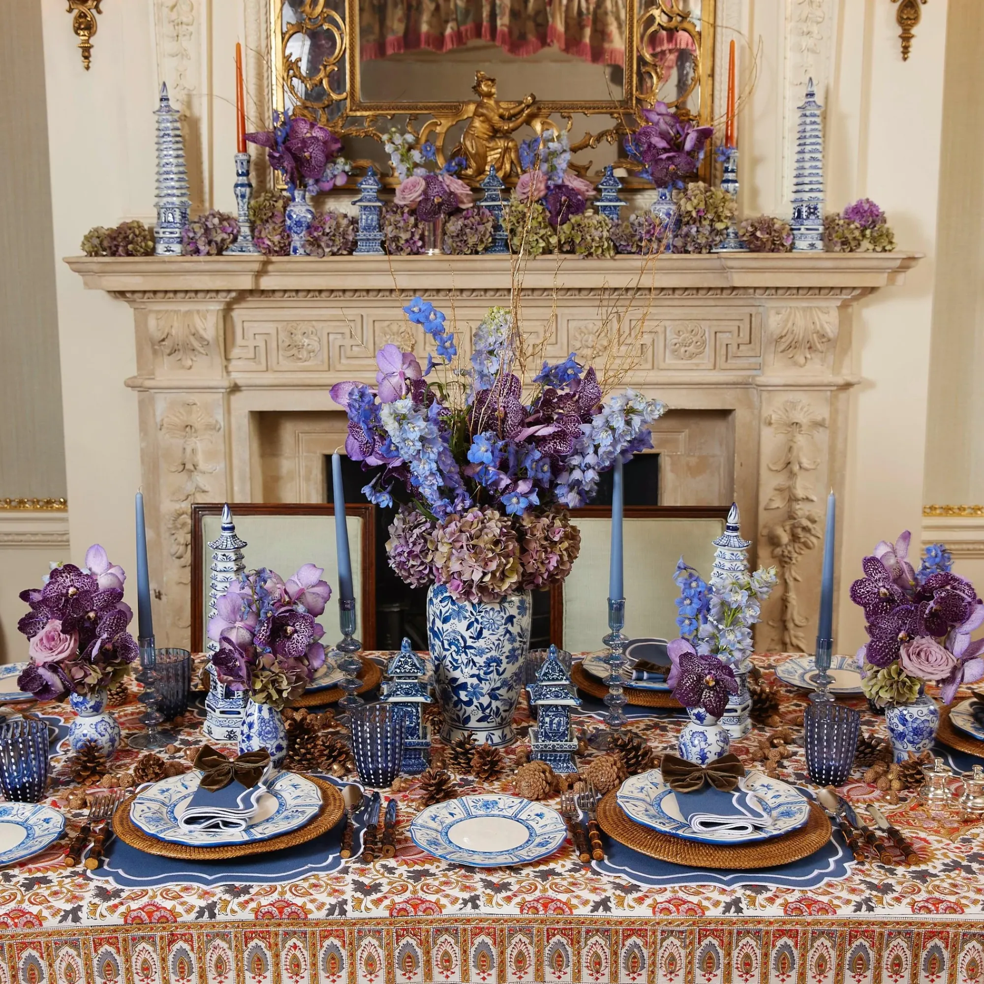 Elodie Blue Candle Holders (Pair)|Mrs. Alice