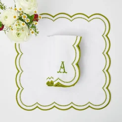 Elsa White & Green Napkins (Set Of 4)|Mrs. Alice Best