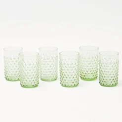 Emerald Hobnail Glasses (Set Of 6)|Mrs. Alice Discount