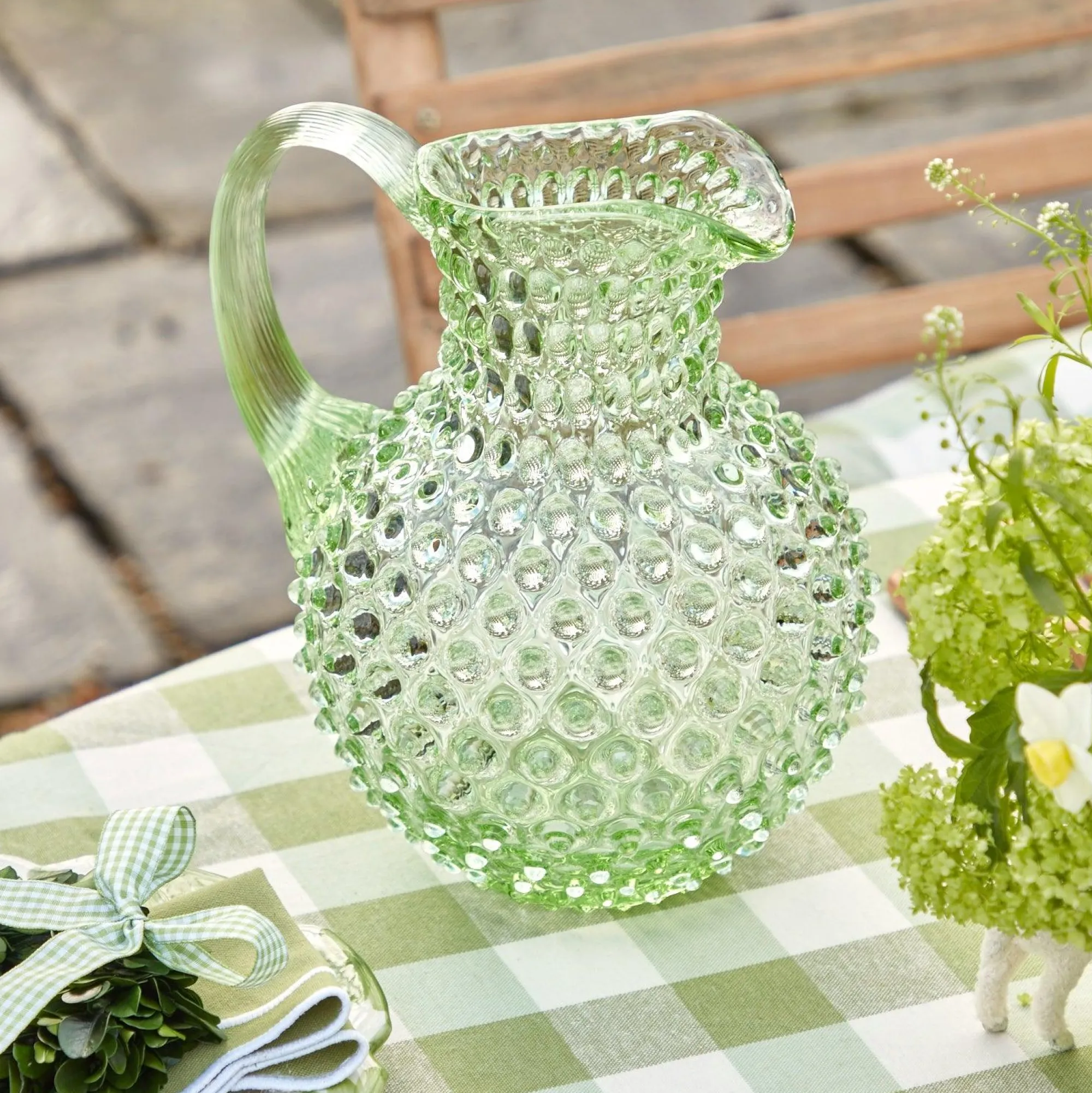 Emerald Hobnail Jug|Mrs. Alice Hot