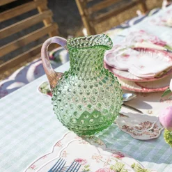 Emerald Hobnail Jug & Rose Handle|Mrs. Alice Clearance