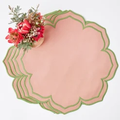 Fleur Pink Placemats & Napkins (Set Of 4)|Mrs. Alice Clearance