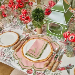 Fleur Pink Placemats & Napkins (Set Of 4)|Mrs. Alice Clearance