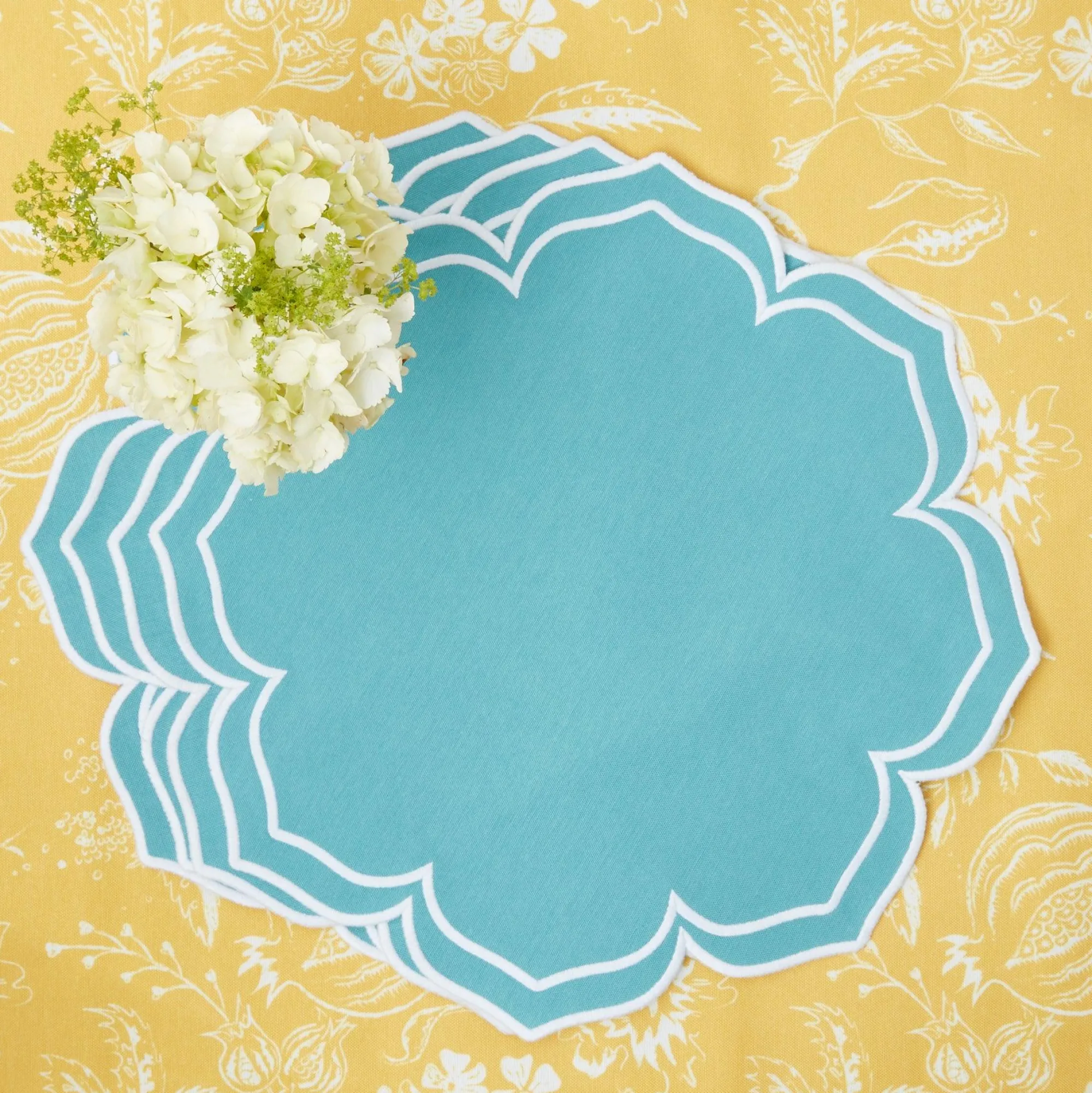 Fleur Turquoise Placemats (Set Of 4)|Mrs. Alice Hot