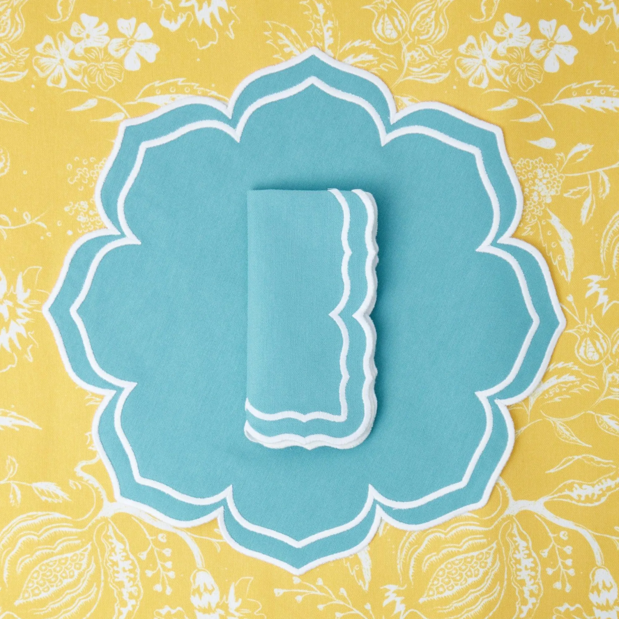 Fleur Turquoise Placemats (Set Of 4)|Mrs. Alice Hot