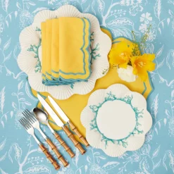 Fleur Yellow Placemats & Napkins (Set Of 4)|Mrs. Alice New
