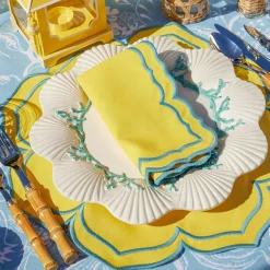 Fleur Yellow Placemats & Napkins (Set Of 4)|Mrs. Alice New