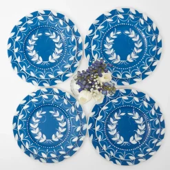 French Blue Garland Dinner & Starter Plates (Set Of 8)|Mrs. Alice Clearance