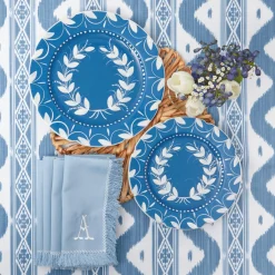 French Blue Garland Dinner & Starter Plates (Set Of 8)|Mrs. Alice Clearance