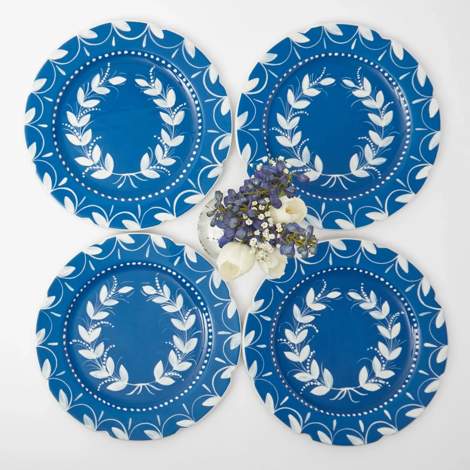 French Blue Garland Dinner Plates (Set Of 4)|Mrs. Alice Hot