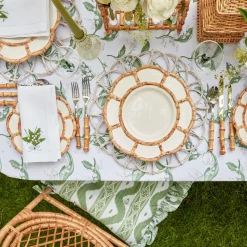 Frilled Green Ikat Seat Pad Cushion (Set Of 4)|Mrs. Alice Clearance